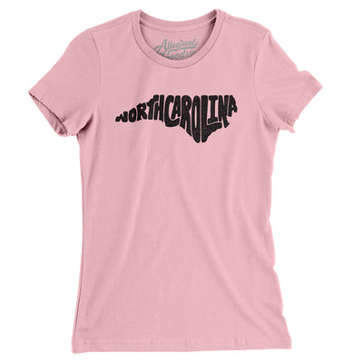 North Carolina State Shape Text Women's T-Shirt-Light Pink-Allegiant Goods Co. Vintage Sports Apparel