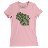 Wisconsin Golf Course Map Women's T-Shirt-Light Pink-Allegiant Goods Co. Vintage Sports Apparel