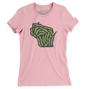 Wisconsin Golf Course Map Women's T-Shirt-Light Pink-Allegiant Goods Co. Vintage Sports Apparel