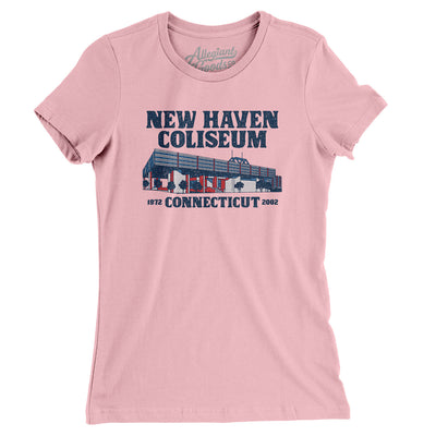 New Haven Coliseum Women's T-Shirt-Light Pink-Allegiant Goods Co. Vintage Sports Apparel