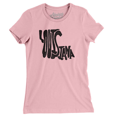 Louisiana State Shape Text Women's T-Shirt-Light Pink-Allegiant Goods Co. Vintage Sports Apparel