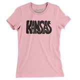 Kansas State Shape Text Women's T-Shirt-Light Pink-Allegiant Goods Co. Vintage Sports Apparel