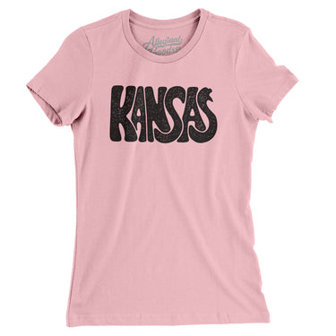 Kansas State Shape Text Women's T-Shirt-Light Pink-Allegiant Goods Co. Vintage Sports Apparel