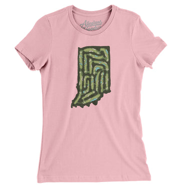 Indiana Golf Course Map Women's T-Shirt-Light Pink-Allegiant Goods Co. Vintage Sports Apparel