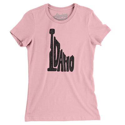Idaho State Shape Text Women's T-Shirt-Light Pink-Allegiant Goods Co. Vintage Sports Apparel