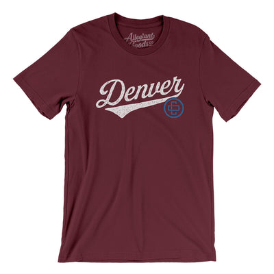 Denver Vintage Script Men/Unisex T-Shirt-Maroon-Allegiant Goods Co. Vintage Sports Apparel