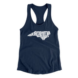 North Carolina State Shape Text Women's Racerback Tank-Midnight Navy-Allegiant Goods Co. Vintage Sports Apparel