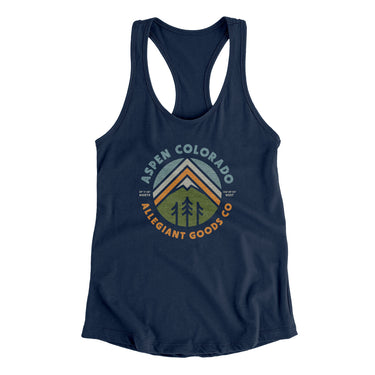 Aspen Colorado Retro Badge Women's Racerback Tank-Midnight Navy-Allegiant Goods Co. Vintage Sports Apparel