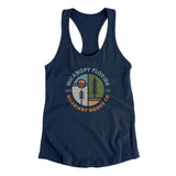 Micanopy Florida Retro Badge Women's Racerback Tank-Midnight Navy-Allegiant Goods Co. Vintage Sports Apparel