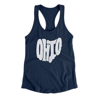 Ohio State Shape Text Women's Racerback Tank-Midnight Navy-Allegiant Goods Co. Vintage Sports Apparel
