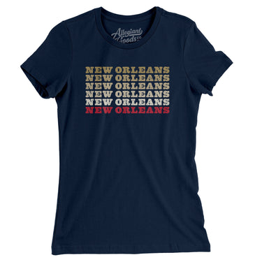 New Orleans Repeat Women's T-Shirt-Midnight Navy-Allegiant Goods Co. Vintage Sports Apparel