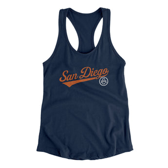 San Diego Vintage Script Women's Racerback Tank-Allegiant Goods Co. Vintage Sports Apparel