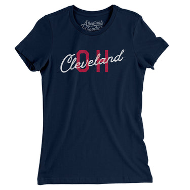 Cleveland Oh Overprinted Women's T-Shirt-Allegiant Goods Co. Vintage Sports Apparel