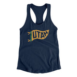 Utah Pennant Women's Racerback Tank-Midnight Navy-Allegiant Goods Co. Vintage Sports Apparel