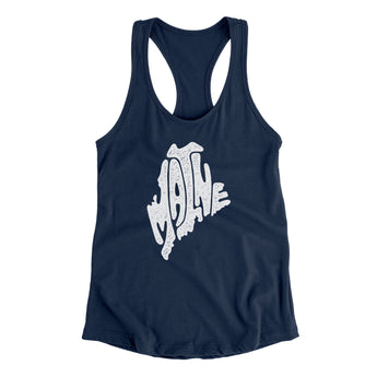 Maine State Shape Text Women's Racerback Tank-Allegiant Goods Co. Vintage Sports Apparel