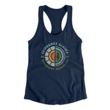 Fairbanks Alaska Retro Badge Women's Racerback Tank-Midnight Navy-Allegiant Goods Co. Vintage Sports Apparel