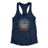 Tucson Arizona Retro Badge Women's Racerback Tank-Midnight Navy-Allegiant Goods Co. Vintage Sports Apparel