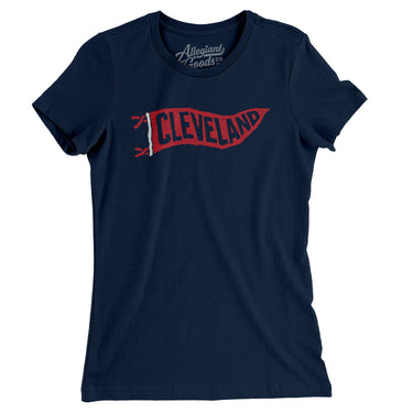 Cleveland Pennant Women's T-Shirt-Midnight Navy-Allegiant Goods Co. Vintage Sports Apparel