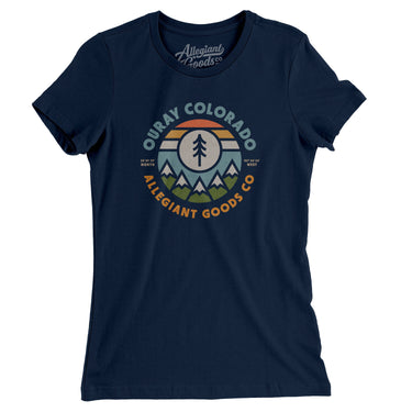 Ouray Colorado Retro Badge Women's T-Shirt-Midnight Navy-Allegiant Goods Co. Vintage Sports Apparel