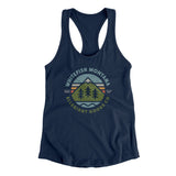 Whitefish Montana Retro Badge Women's Racerback Tank-Midnight Navy-Allegiant Goods Co. Vintage Sports Apparel