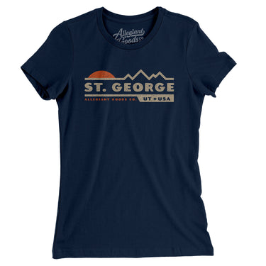 St. George Mountain Sunset Women's T-Shirt-Midnight Navy-Allegiant Goods Co. Vintage Sports Apparel