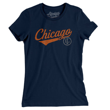 Chicago Vintage Script Women's T-Shirt-Midnight Navy-Allegiant Goods Co. Vintage Sports Apparel