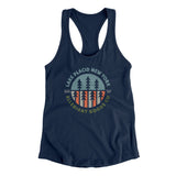 Lake Placid New York Retro Badge Women's Racerback Tank-Midnight Navy-Allegiant Goods Co. Vintage Sports Apparel