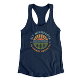 Ely Minnesota Retro Badge Women's Racerback Tank-Midnight Navy-Allegiant Goods Co. Vintage Sports Apparel