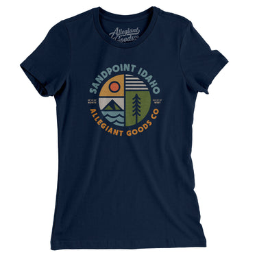 Sandpoint Idaho Retro Badge Women's T-Shirt-Midnight Navy-Allegiant Goods Co. Vintage Sports Apparel