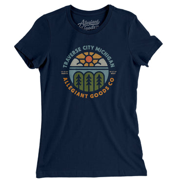 Traverse City Michigan Retro Badge Women's T-Shirt-Midnight Navy-Allegiant Goods Co. Vintage Sports Apparel