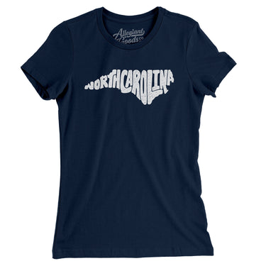North Carolina State Shape Text Women's T-Shirt-Allegiant Goods Co. Vintage Sports Apparel