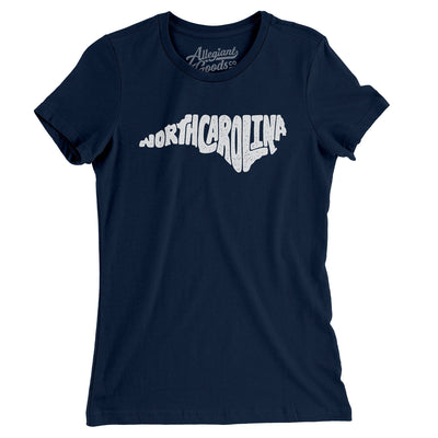 North Carolina State Shape Text Women's T-Shirt-Midnight Navy-Allegiant Goods Co. Vintage Sports Apparel