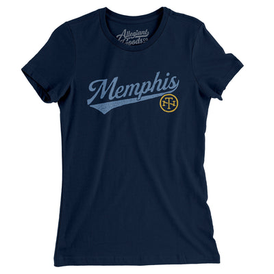 Memphis Vintage Script Women's T-Shirt-Midnight Navy-Allegiant Goods Co. Vintage Sports Apparel