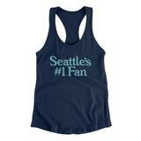 Seattle's Number 1 Fan Women's Racerback Tank-Midnight Navy-Allegiant Goods Co. Vintage Sports Apparel