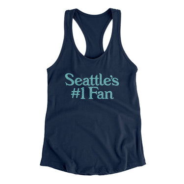 Seattle's Number 1 Fan Women's Racerback Tank-Midnight Navy-Allegiant Goods Co. Vintage Sports Apparel