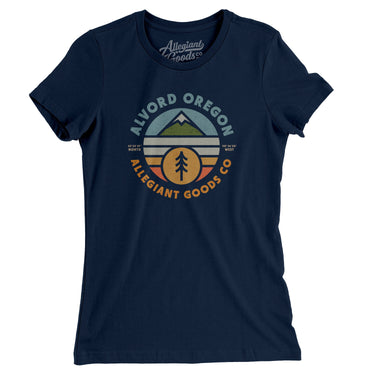 Alvord Oregon Retro Badge Women's T-Shirt-Midnight Navy-Allegiant Goods Co. Vintage Sports Apparel