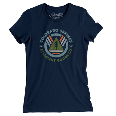 Colorado Springs Retro Badge Women's T-Shirt-Midnight Navy-Allegiant Goods Co. Vintage Sports Apparel