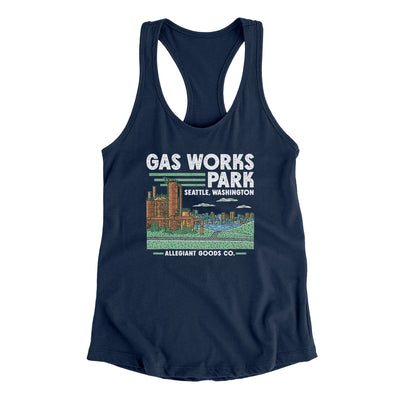 Gas Works Park Women's Racerback Tank-Midnight Navy-Allegiant Goods Co. Vintage Sports Apparel
