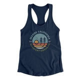 Seaside California Retro Badge Women's Racerback Tank-Midnight Navy-Allegiant Goods Co. Vintage Sports Apparel