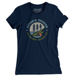 Astoria Oregon Retro Badge Women's T-Shirt-Midnight Navy-Allegiant Goods Co. Vintage Sports Apparel