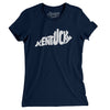 Kentucky State Shape Text Women's T-Shirt-Midnight Navy-Allegiant Goods Co. Vintage Sports Apparel