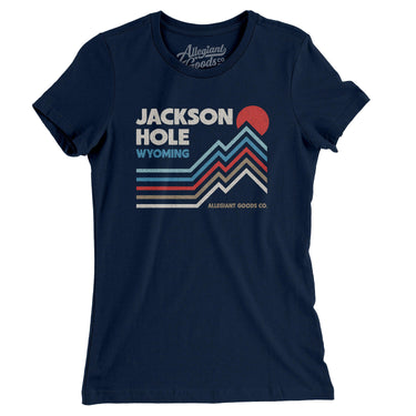 Jackson Hole Wyoming Women's T-Shirt-Midnight Navy-Allegiant Goods Co. Vintage Sports Apparel
