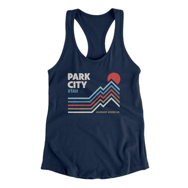 Park City Utah Women's Racerback Tank-Midnight Navy-Allegiant Goods Co. Vintage Sports Apparel