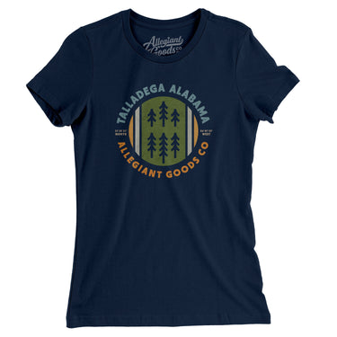 Talladega Alabama Retro Badge Women's T-Shirt-Midnight Navy-Allegiant Goods Co. Vintage Sports Apparel