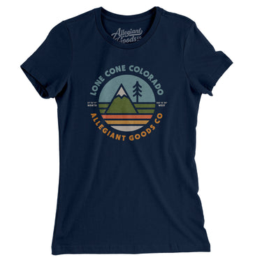 Lone Cone Colorado Retro Badge Women's T-Shirt-Midnight Navy-Allegiant Goods Co. Vintage Sports Apparel