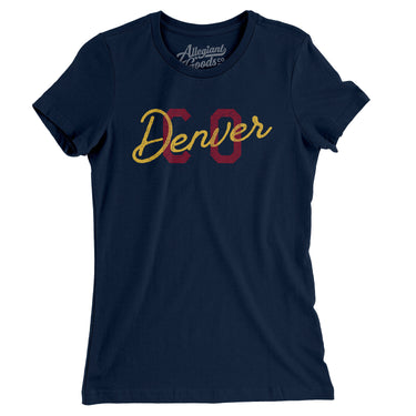 Denver Co Overprinted Women's T-Shirt-Midnight Navy-Allegiant Goods Co. Vintage Sports Apparel