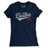 Boston Vintage Script Women's T-Shirt-Midnight Navy-Allegiant Goods Co. Vintage Sports Apparel