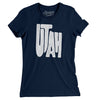 Utah State Shape Text Women's T-Shirt-Midnight Navy-Allegiant Goods Co. Vintage Sports Apparel