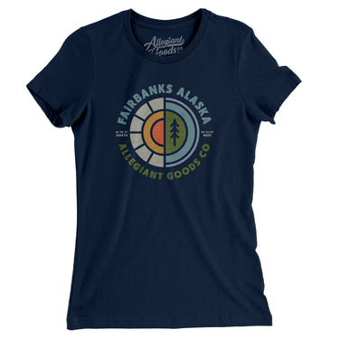 Fairbanks Alaska Retro Badge Women's T-Shirt-Midnight Navy-Allegiant Goods Co. Vintage Sports Apparel