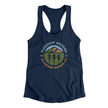 Flagstaff Arizona Retro Badge Women's Racerback Tank-Midnight Navy-Allegiant Goods Co. Vintage Sports Apparel